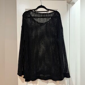 Women’s worn once black netted top see through needs tank top underneath!